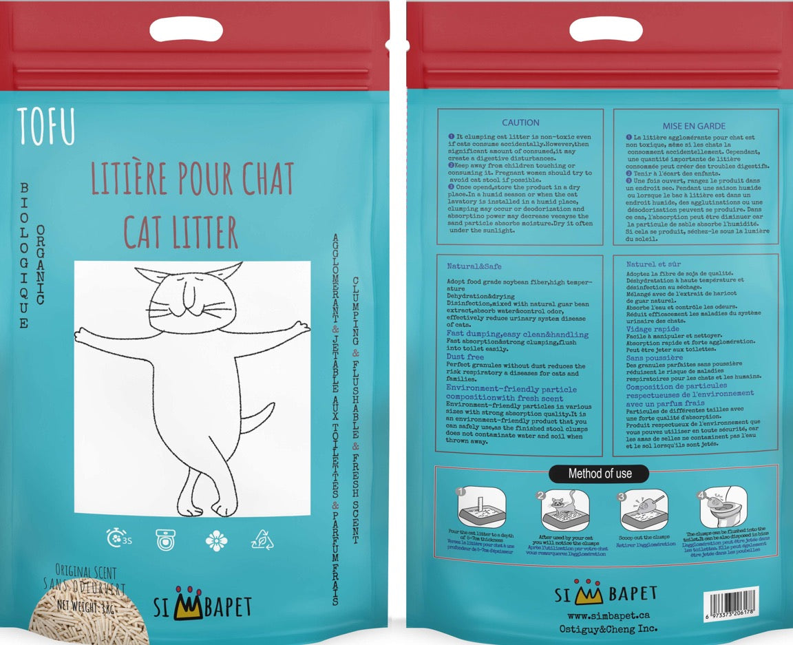 Version améliorée 2024 Litière biologique au Tofu - Sans odeur - Livraison seulement